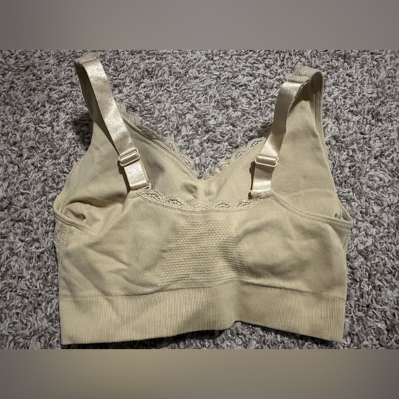 Nude Lace Front Criss-Cross Support Bralette - Size Large - Picture 4 of 5